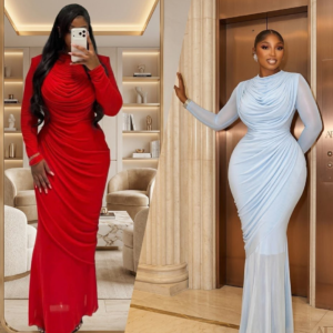 Luxury Double Drape Ruched Dress (Long Sleeve)